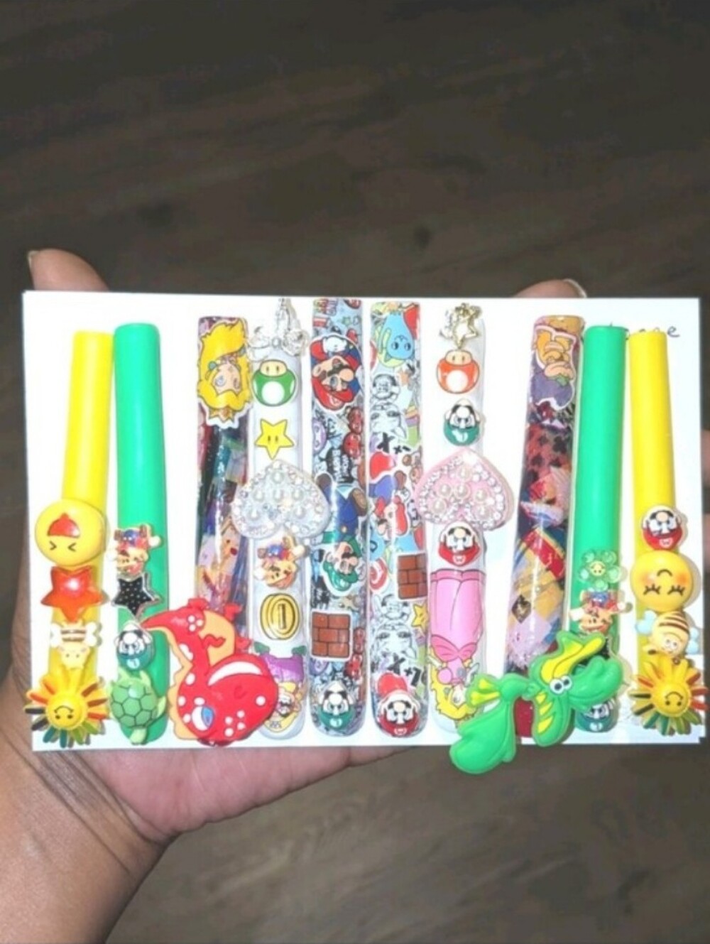 Hand CRAFTED 6XL Super Mario Inspired Press-On Nail Stickers Sz XL